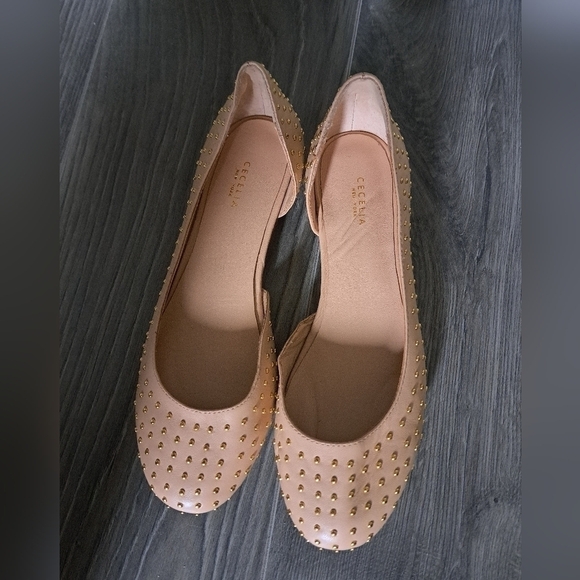 Cecelia NEW YORK leather studded flats shoes neutral beige almond toe - Picture 11 of 12